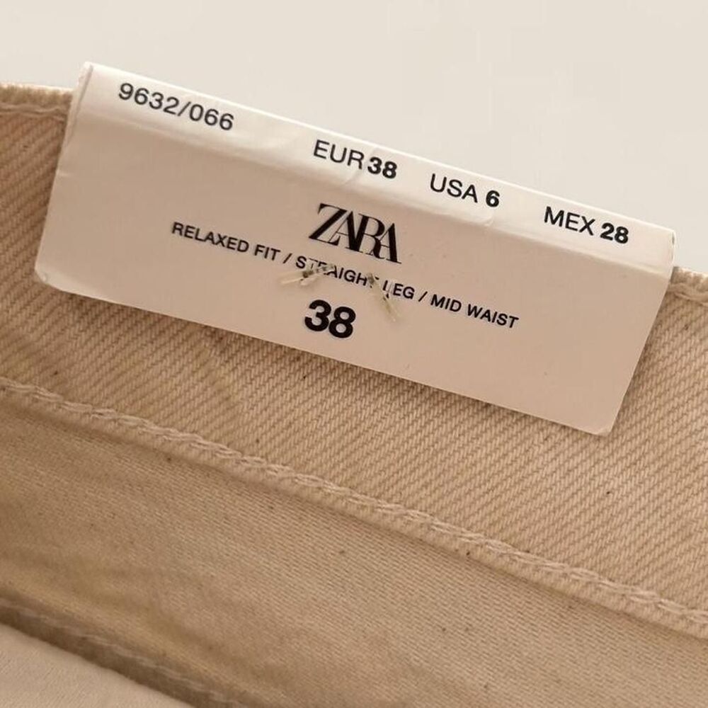 Zara Silver Relaxed Fit Straight Leg Mid Rise Boyfriend Jeans | Size 6 - Picture 7 of 8
